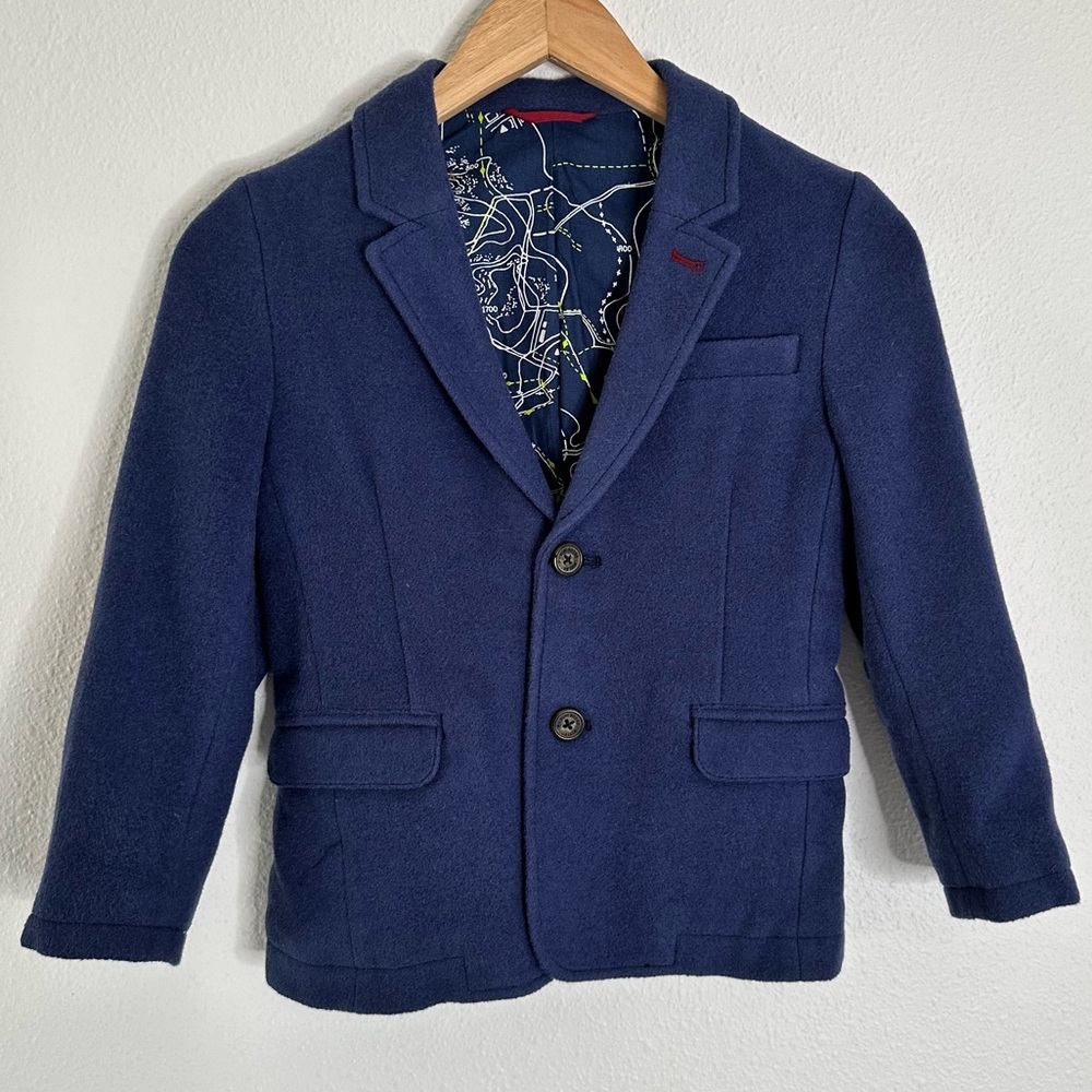 Mini Boden Blue Wool Blend Sport Coat 7-8